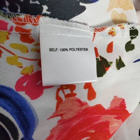 Rose + Olive Women’s Top 3X White Multicolor Floral Print Sleeveless Keyhole - Picture 6 of 7